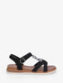 Nu-pieds en suédine à empiècement bijoux pierres - Noir - 1