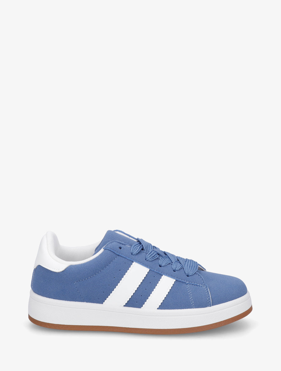 Sneakers plates à bandes contrastantes - Bleu - 1