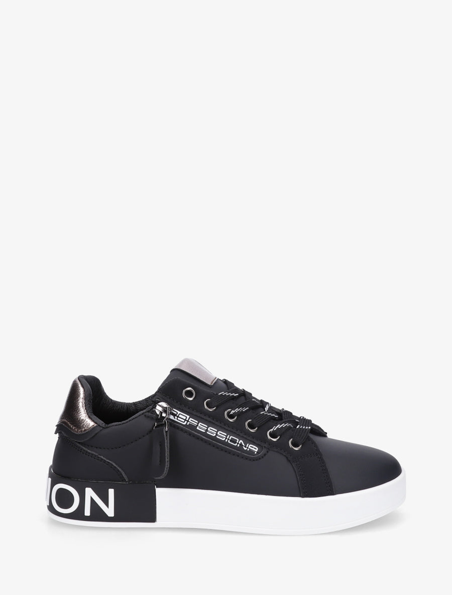 Baskets en simili à bande irisée et zip - Noir - 1