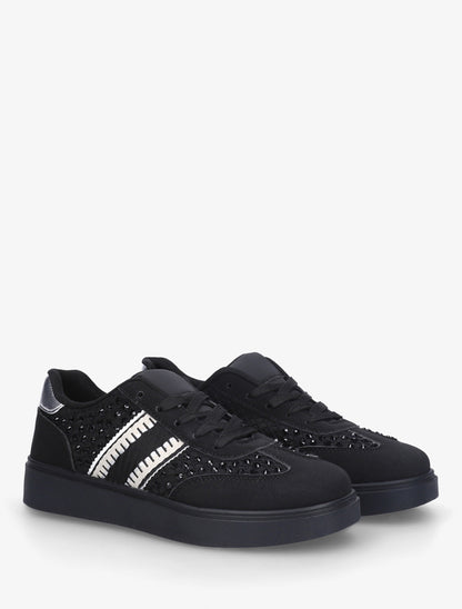 Sneakers strassées à semelle caoutchouc - Noir - 4