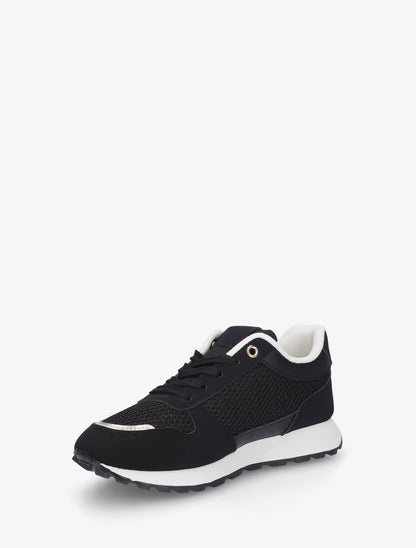 Baskets en simili et tissu irisé à zip - Noir - 3