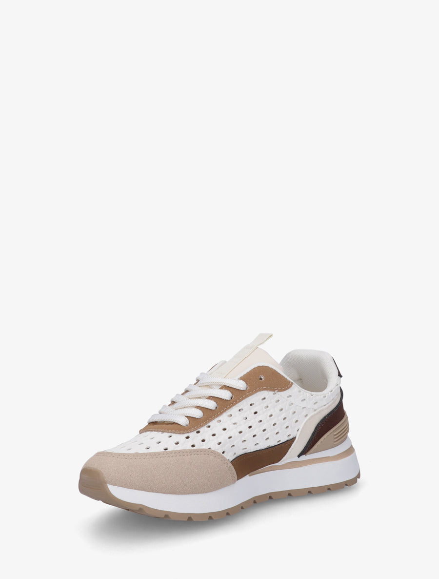 Sneakers à empiècement effet macramé - Marron - 3