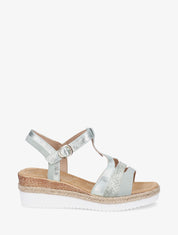 Sandales nacrées à bride en T fantaisie - Vert amande - 1