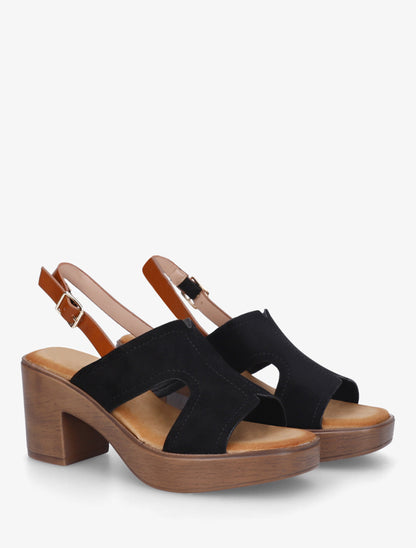 Sandales à talon à bride ajourée - Noir - 4