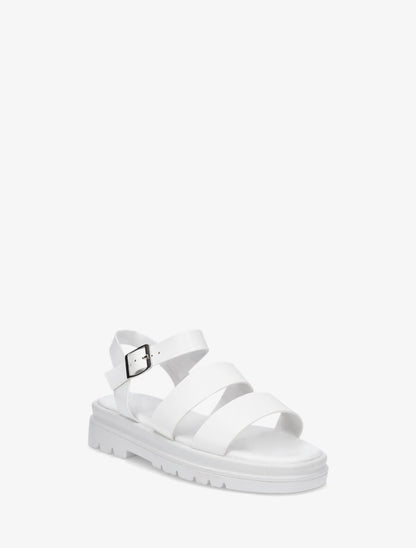 Sandales plates double brides en simili - Blanc - 2