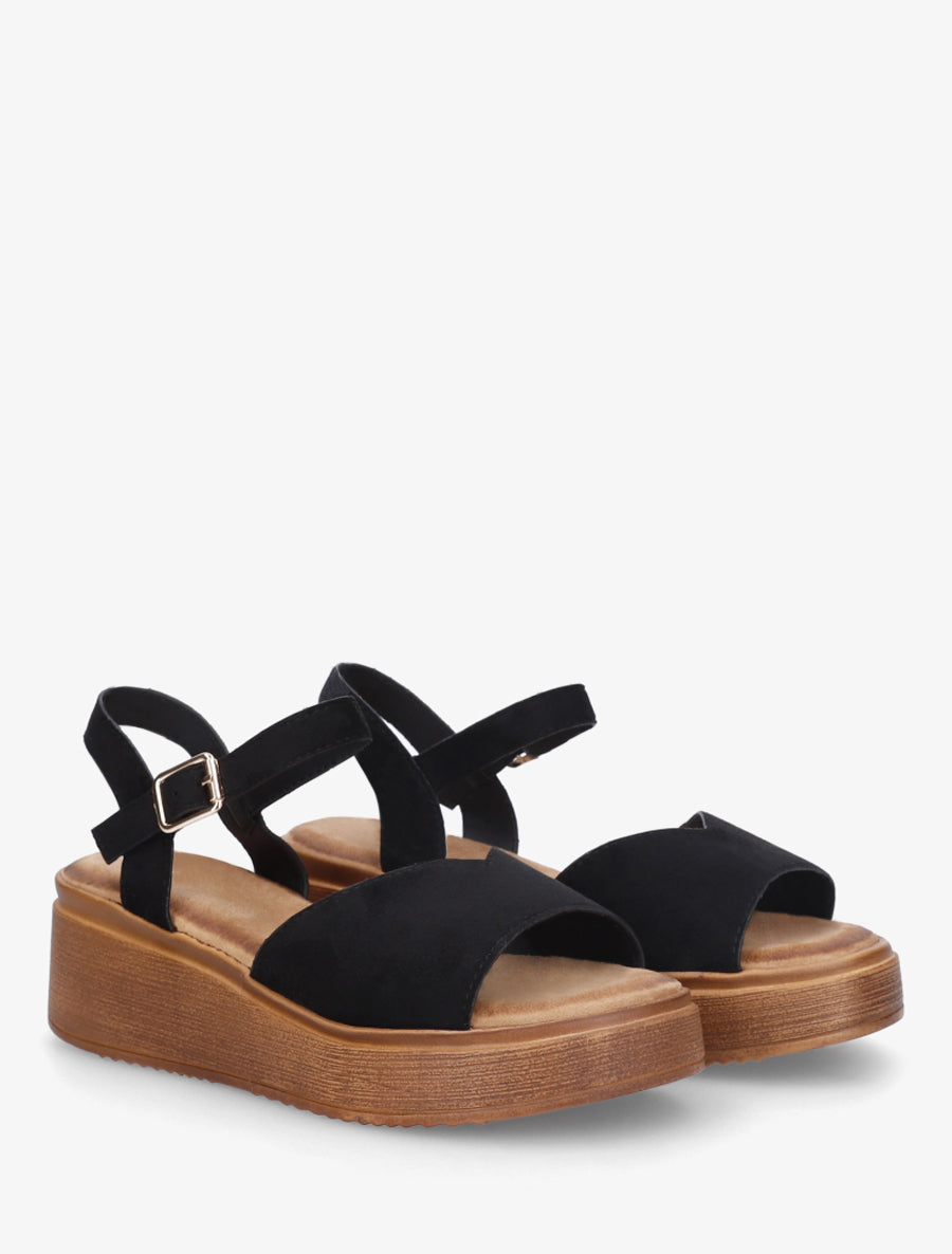 Sandales en suédine à bride en V - Noir - 4