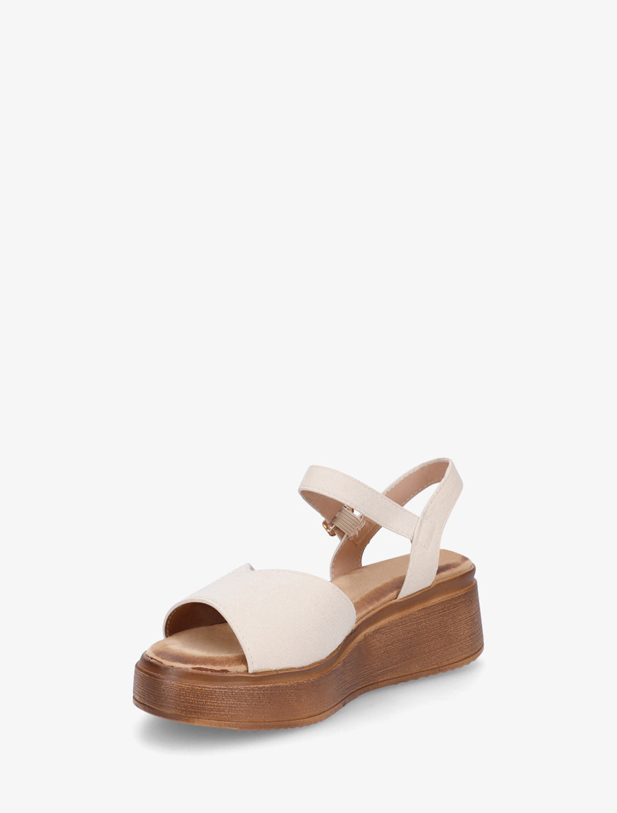 Sandales en suédine à bride en V - Beige - 3