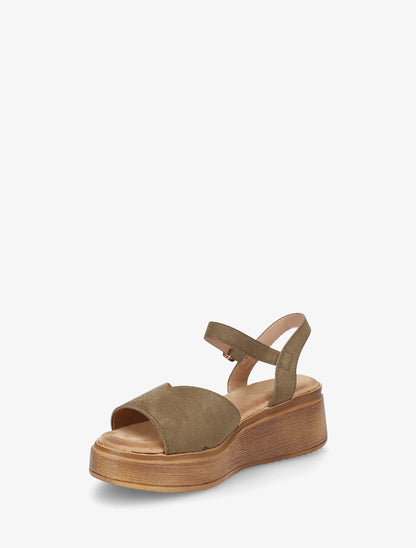 Sandales en suédine à bride en V - Kaki - 3