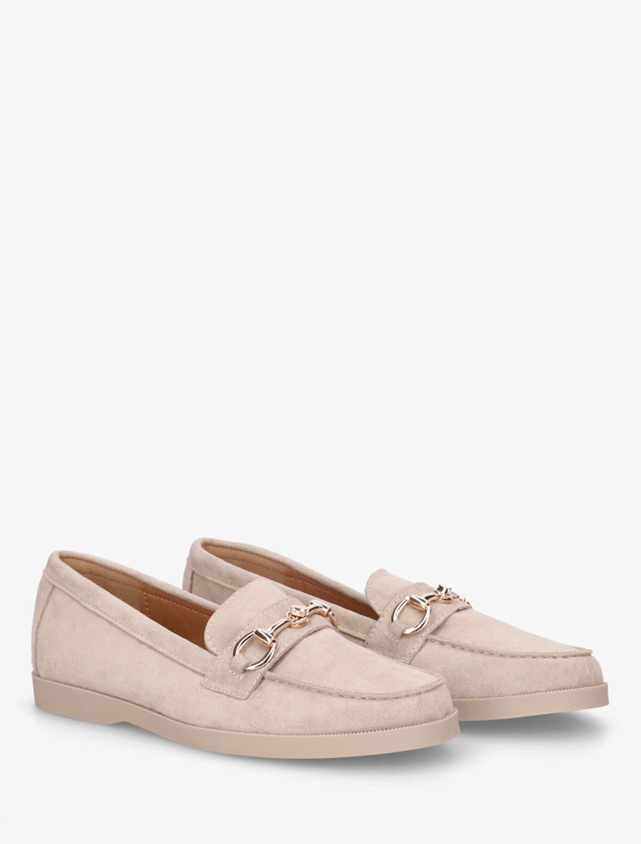 Mocassins en suédine à boucle métallique - Beige - 4