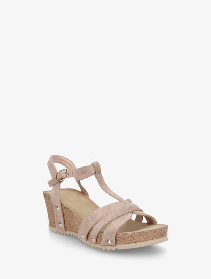 Sandales en suédine à bride en T - Taupe - 2