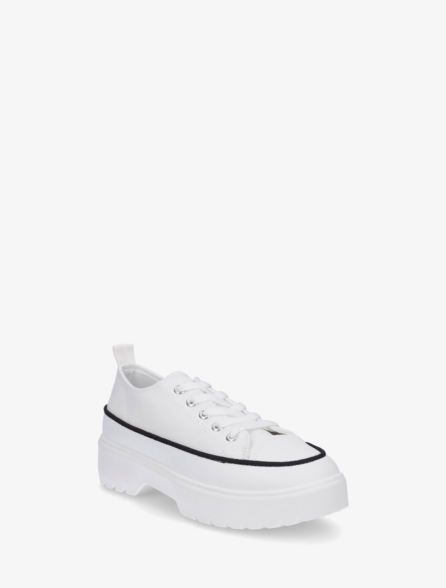 Baskets en toile à semelle plateforme - Blanc - 2