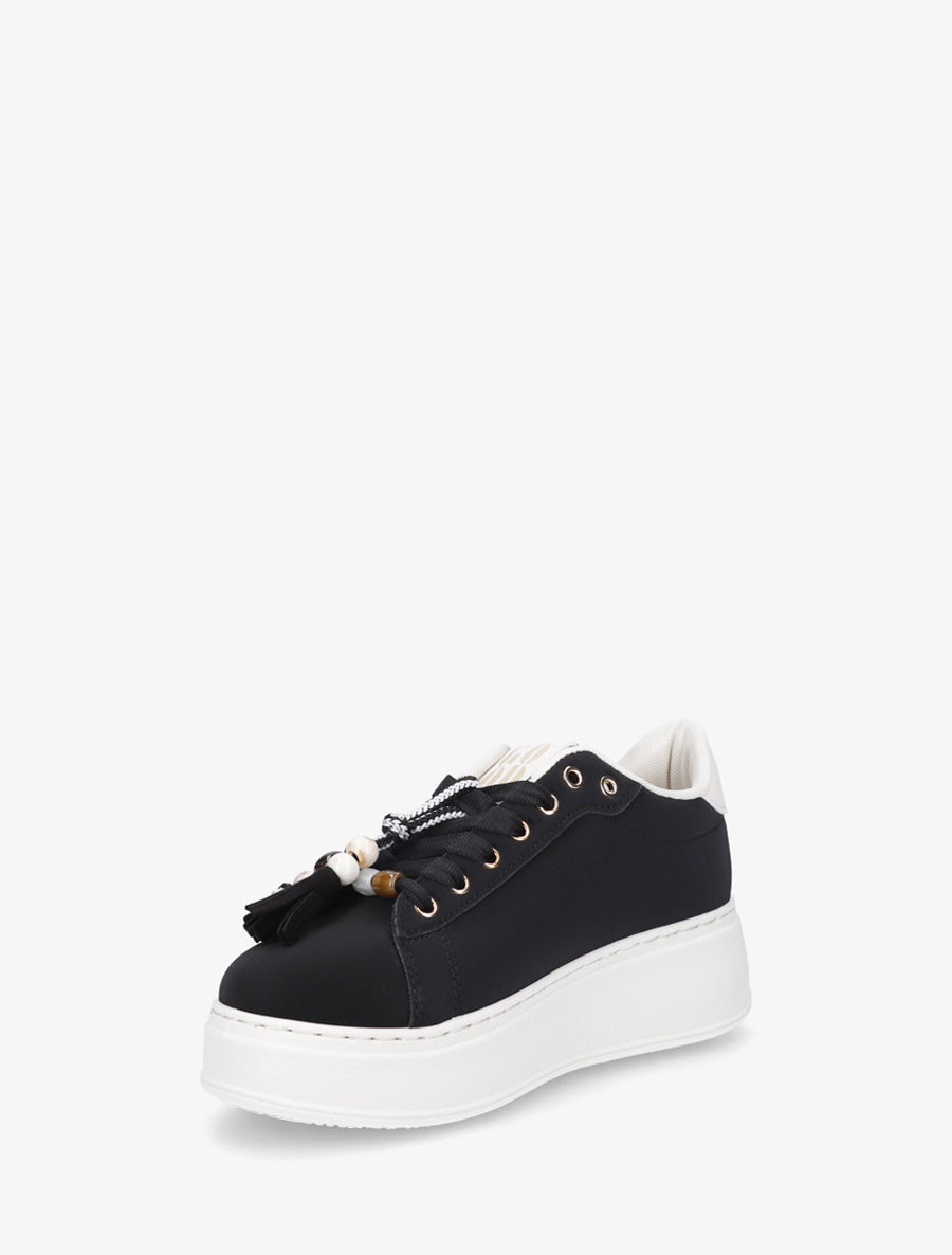 Sneakers en suédine à empiècement perles - Noir - 3
