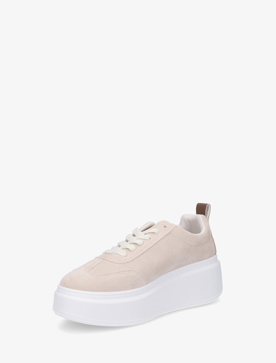 Baskets effet nubuck à bandes - Beige - 3