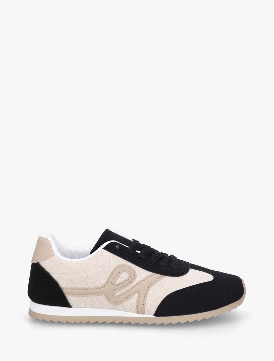 Sneakers en suédine à empiècement effet nubuck - Noir - 1