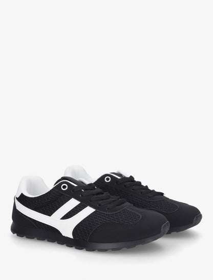 Baskets en tissu texturé et suédine - Noir - 4