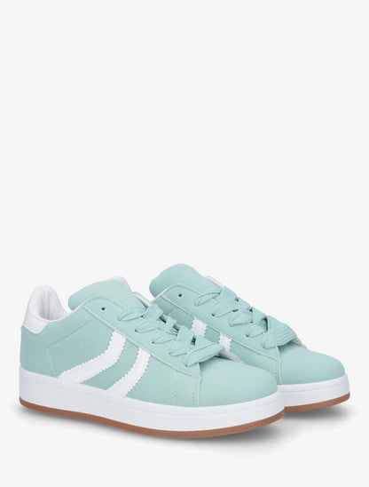 Baskets effet nubuck à bandes dentelées - Vert d&