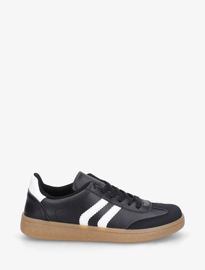 Baskets en simili à bandes contrastantes - Noir - 1