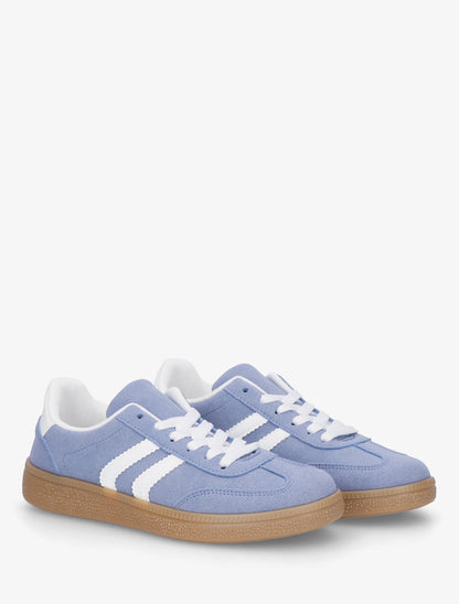 Baskets en suédine à bandes contrastantes - Bleu - 4