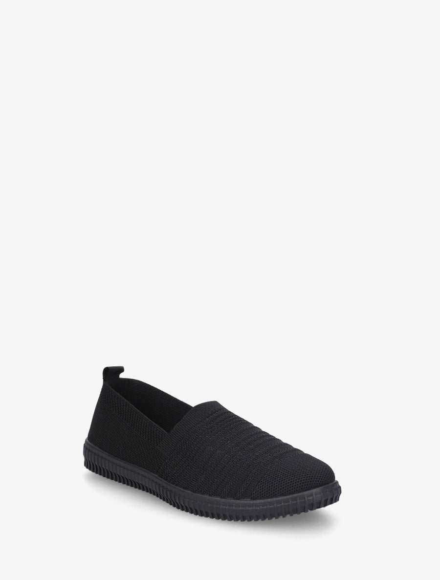 Slip-on en maille ajourée rayée - Noir - 2