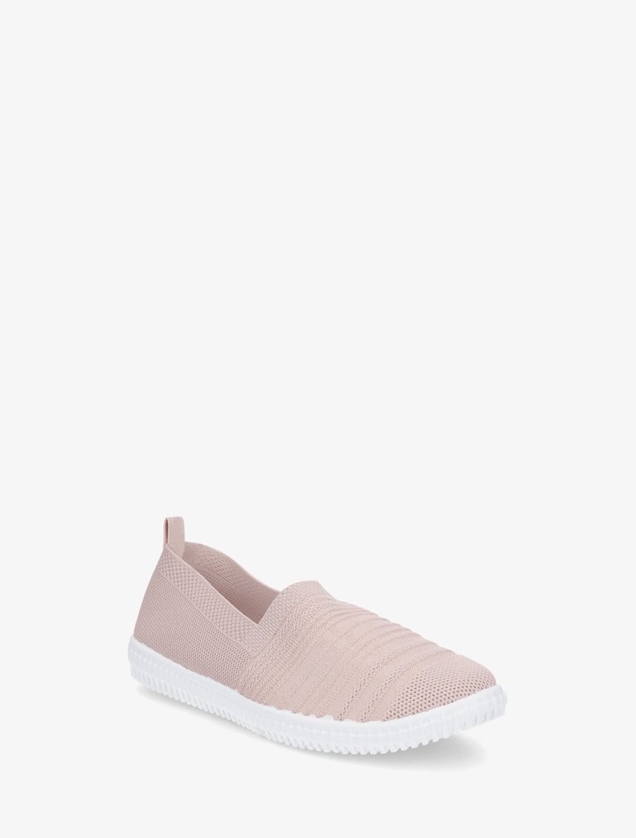 Slip-on en maille ajourée rayée - Rose - 2