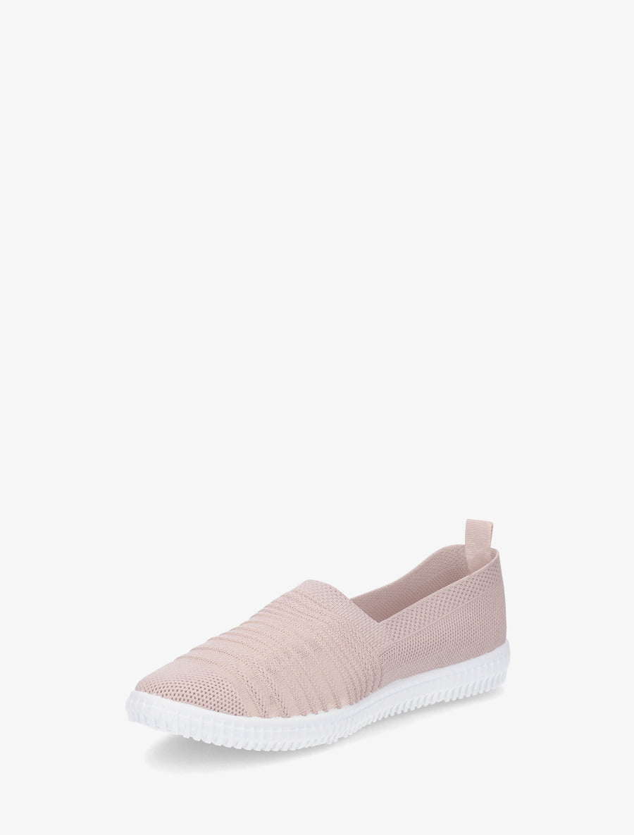 Slip-on en maille ajourée rayée - Rose - 3