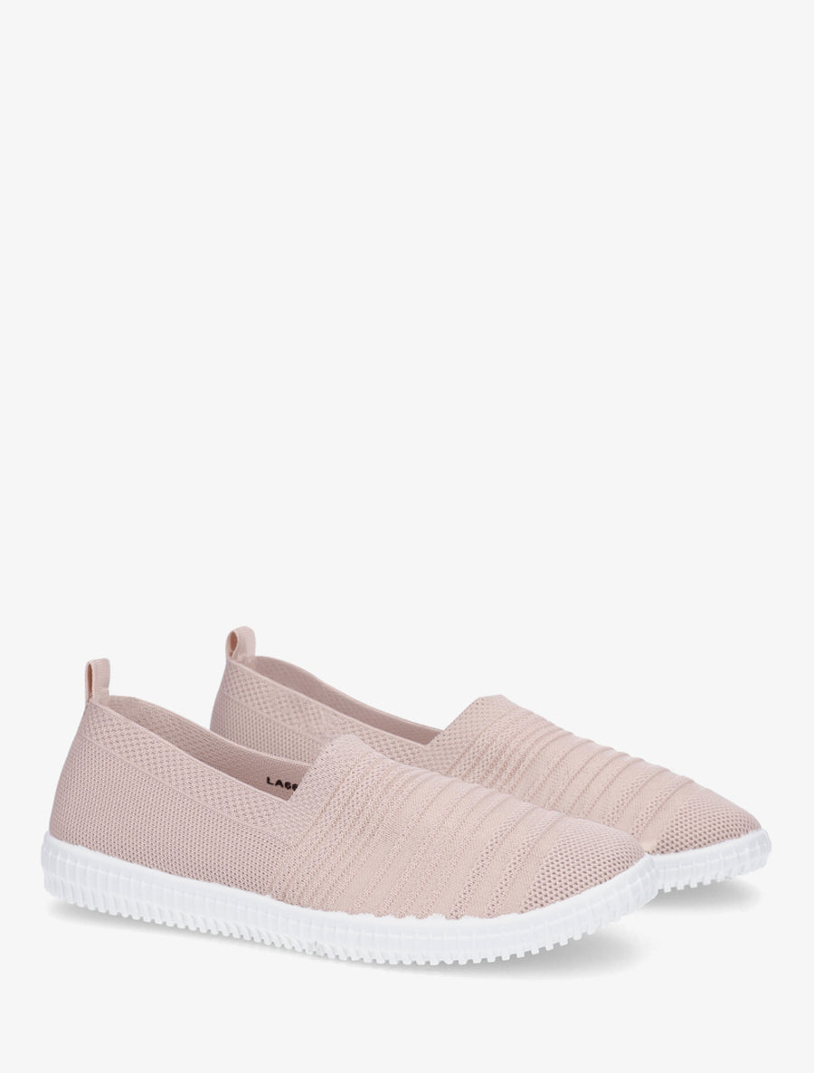 Slip-on en maille ajourée rayée - Rose - 4