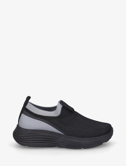 Baskets bicolore à enfiler - Noir - 1