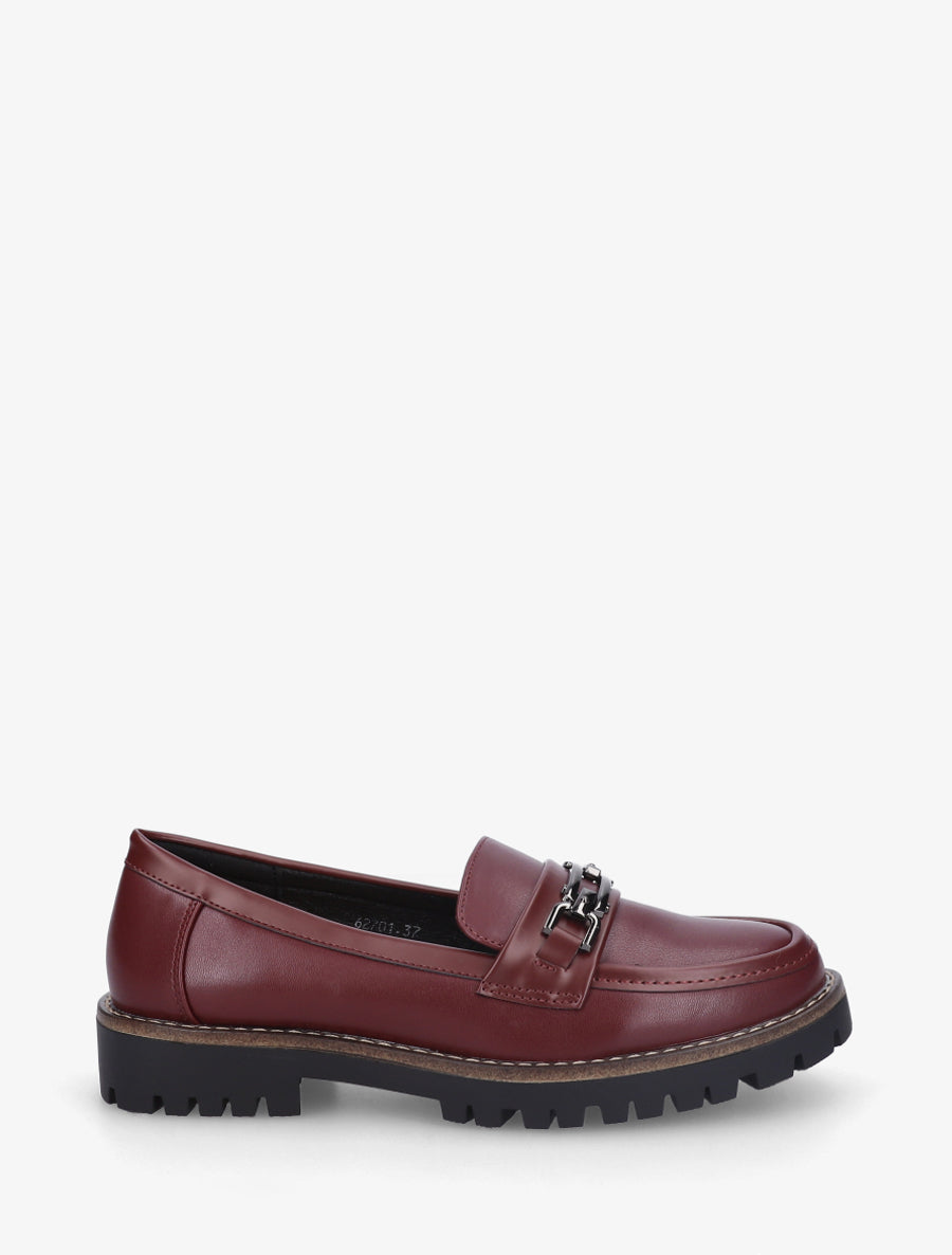 Mocassins en simili à boucle métallique - Bordeaux - 1