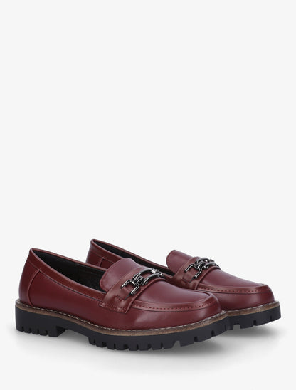 Mocassins en simili à boucle métallique - Bordeaux - 4