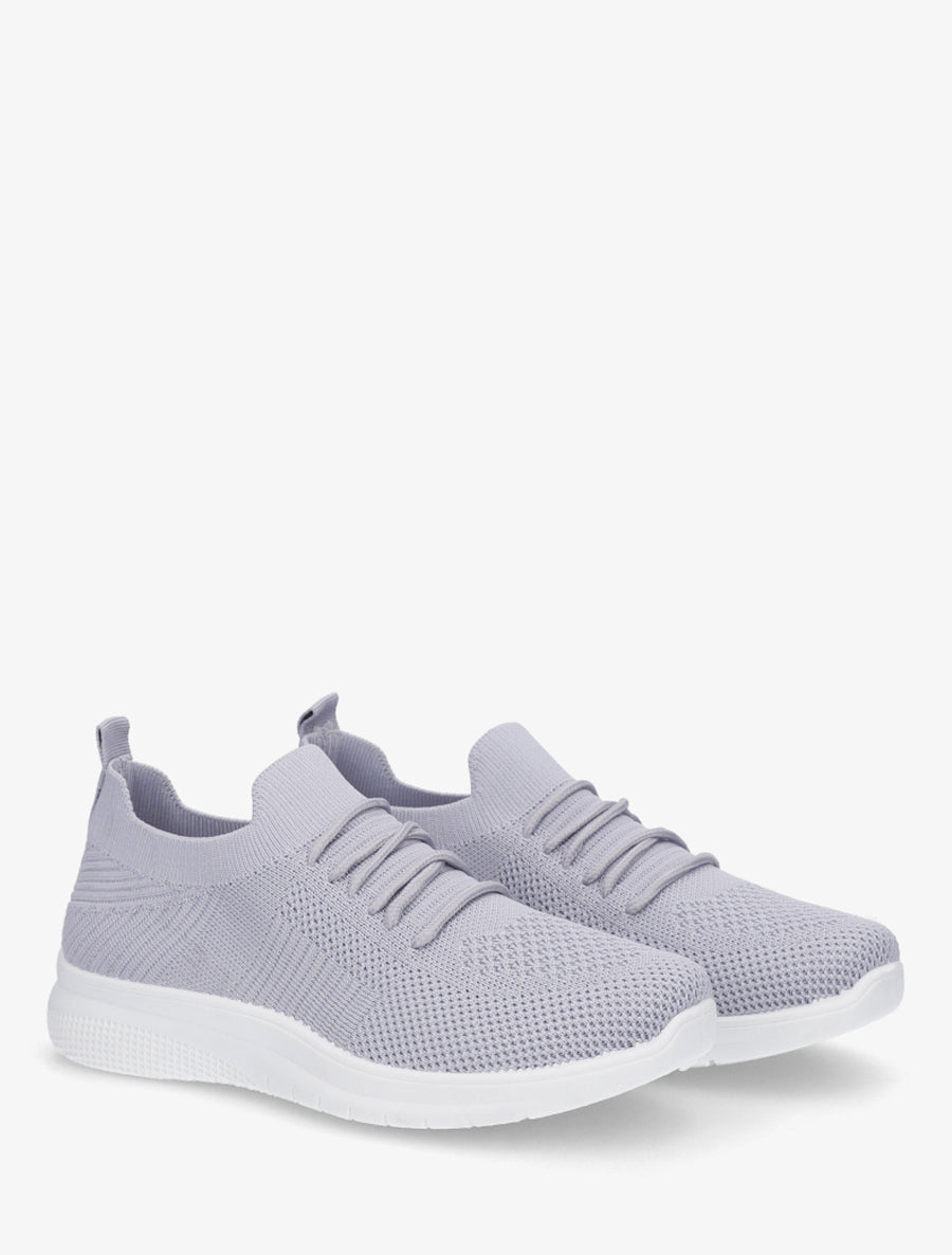 Baskets unies en maille - Gris - 4