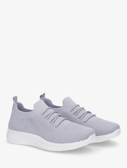 Baskets unies en maille - Gris - 4