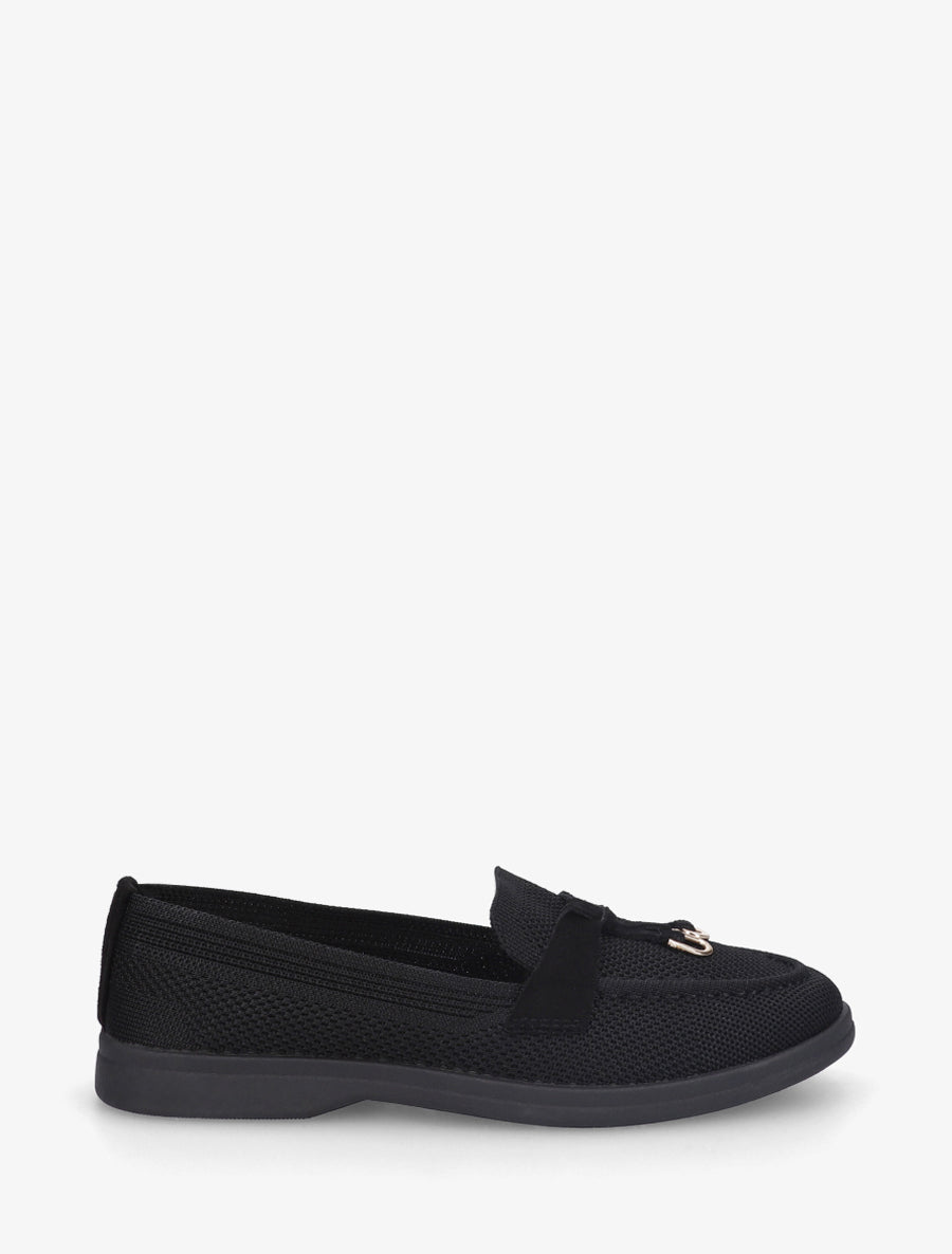 Mocassins en tissu à bijoux métalliques - Noir - 1