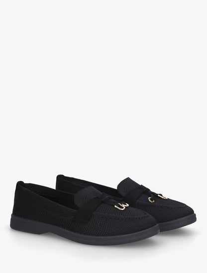 Mocassins en tissu à bijoux métalliques - Noir - 4