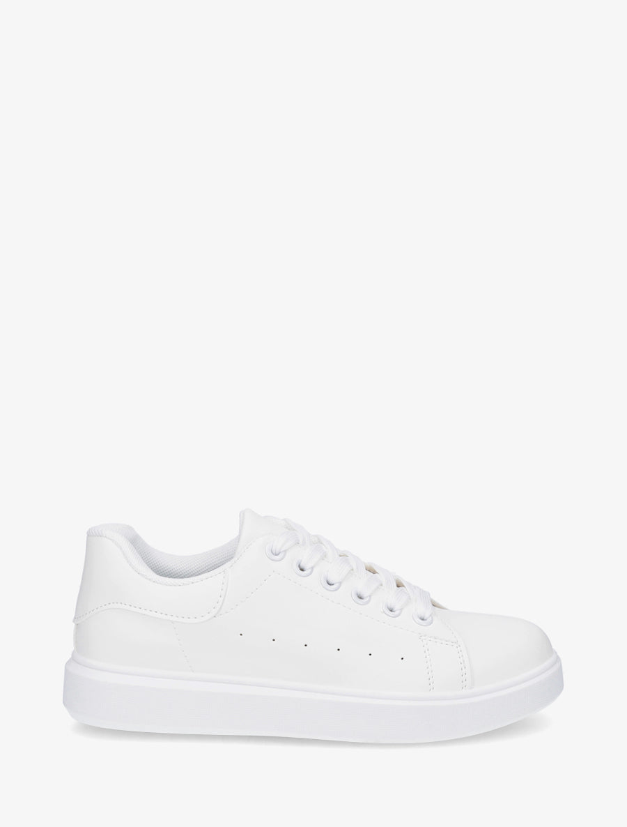 Sneakers basiques en simili - Blanc - 1