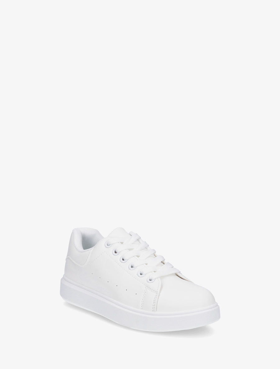 Sneakers basiques en simili - Blanc - 2