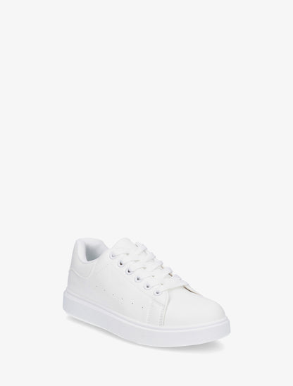 Sneakers basiques en simili - Blanc - 2