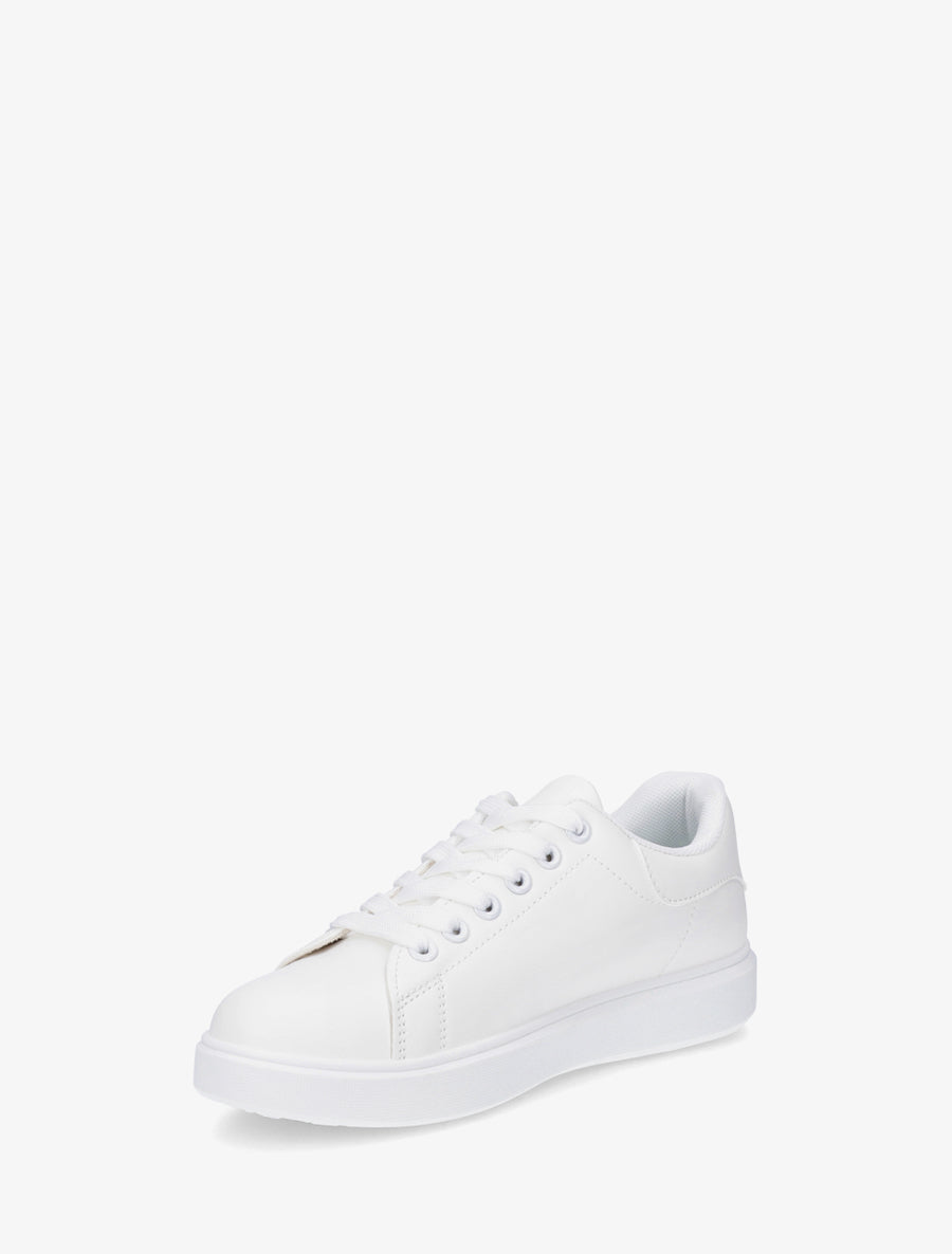 Sneakers basiques en simili - Blanc - 3