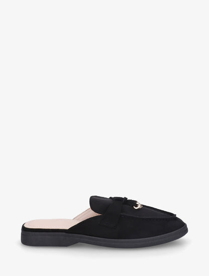Mules en suédine style mocassin - Noir - 1