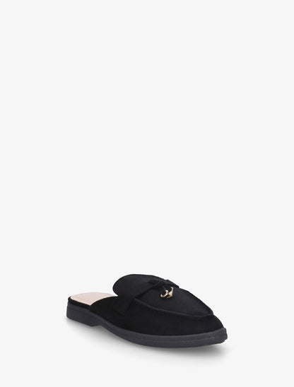 Mules en suédine style mocassin - Noir - 2