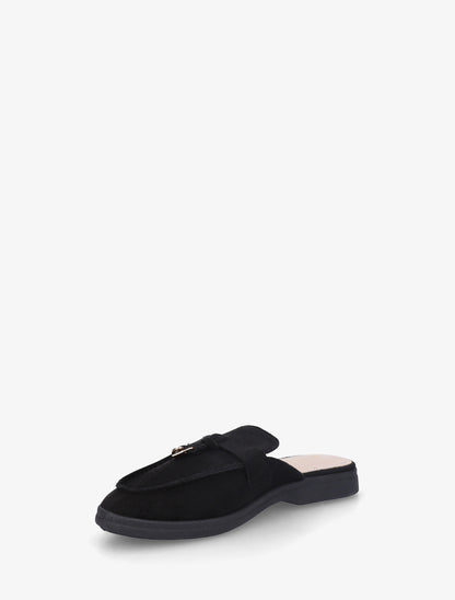 Mules en suédine style mocassin - Noir - 3
