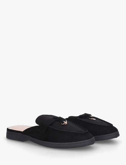 Mules en suédine style mocassin - Noir - 4