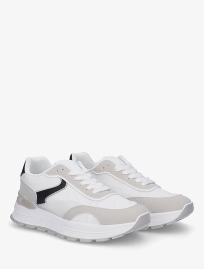 Baskets bimatière à semelle crantée - Blanc - 4