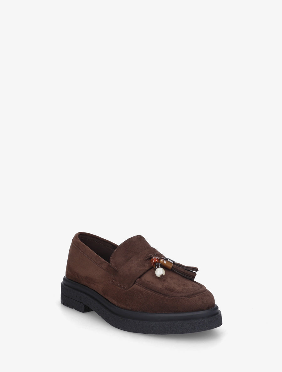 Mocassins en suédine à perles - Marron - 2
