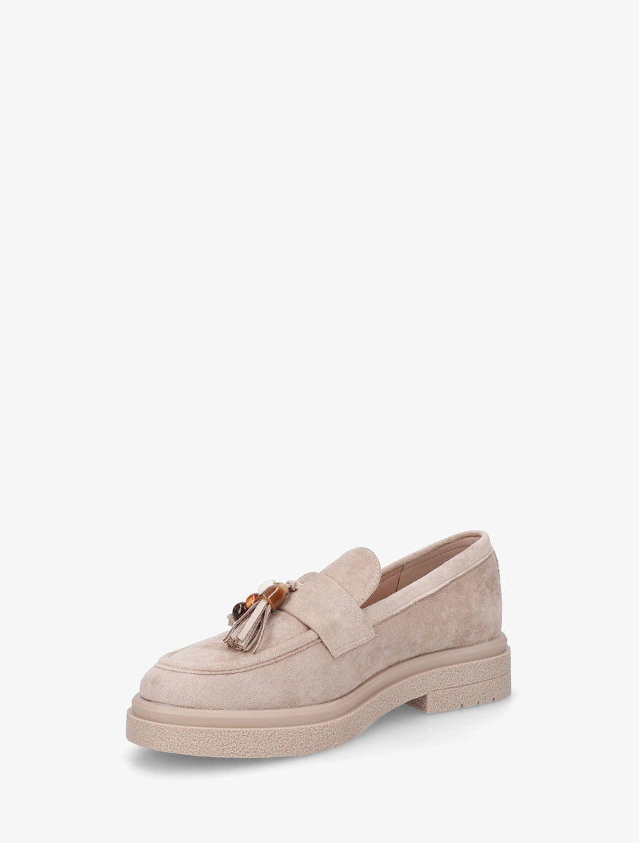 Mocassins en suédine à perles - Taupe - 3
