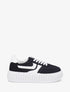 Sneakers bimatière à plateforme striée - Noir - 1