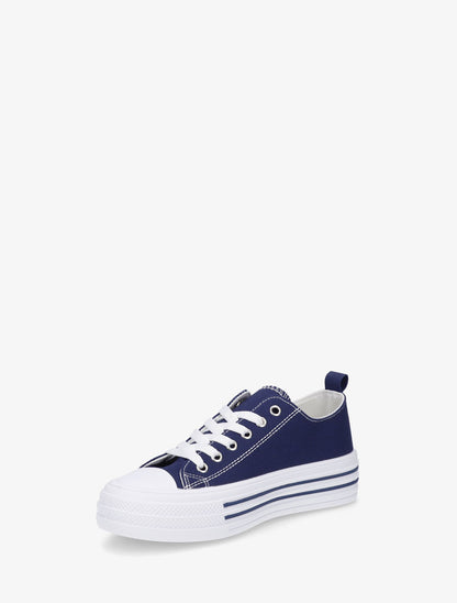 Tennis en tissu à semelle en gomme - Marine - 3