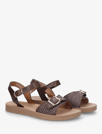 Nu-pieds à bride effet effet raphia - Marron - 4