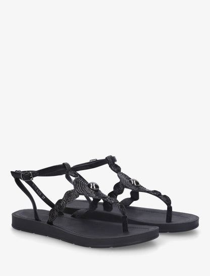 Nu-pieds à empiècement effet raphia - Noir - 4