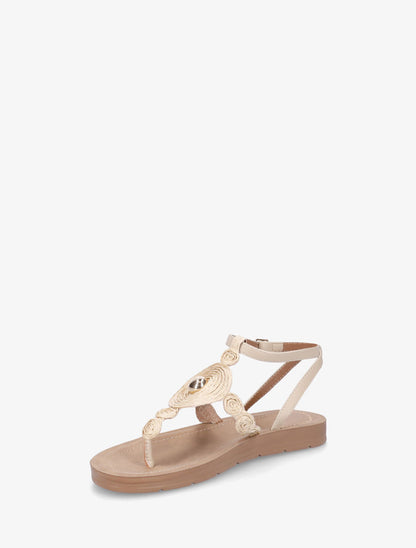 Nu-pieds à empiècement effet raphia - Beige - 3