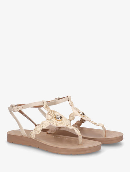 Nu-pieds à empiècement effet raphia - Beige - 4